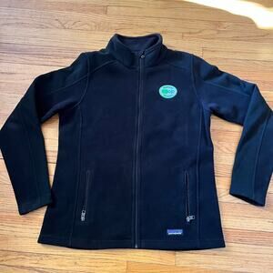 Patagonia Synchilla Fleece Jacket Womens Large Black Full Zip Company Logo